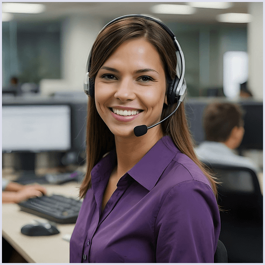Profilfoto einer Mitarbeiterin beim Telefonieren